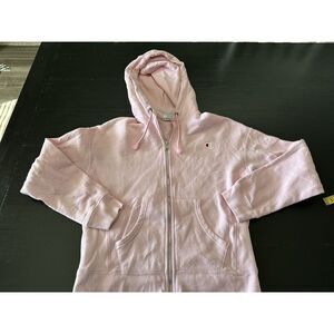 Vintage Champion Pink Reverse Weave Embroidered Logo Full Zip Hoodie‎ Sz S